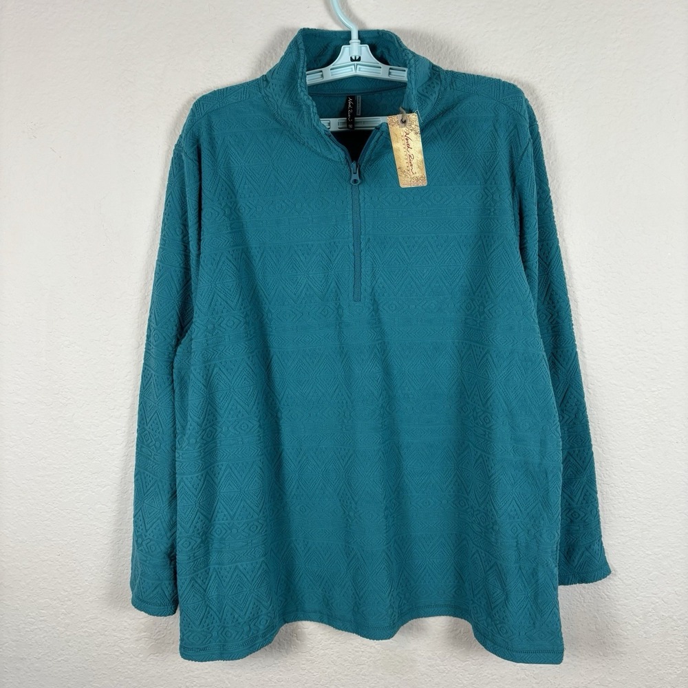 North River Womens Sweatshirt Sz 1X Long Sleeve Jacket 1/4 Zip New With Tags